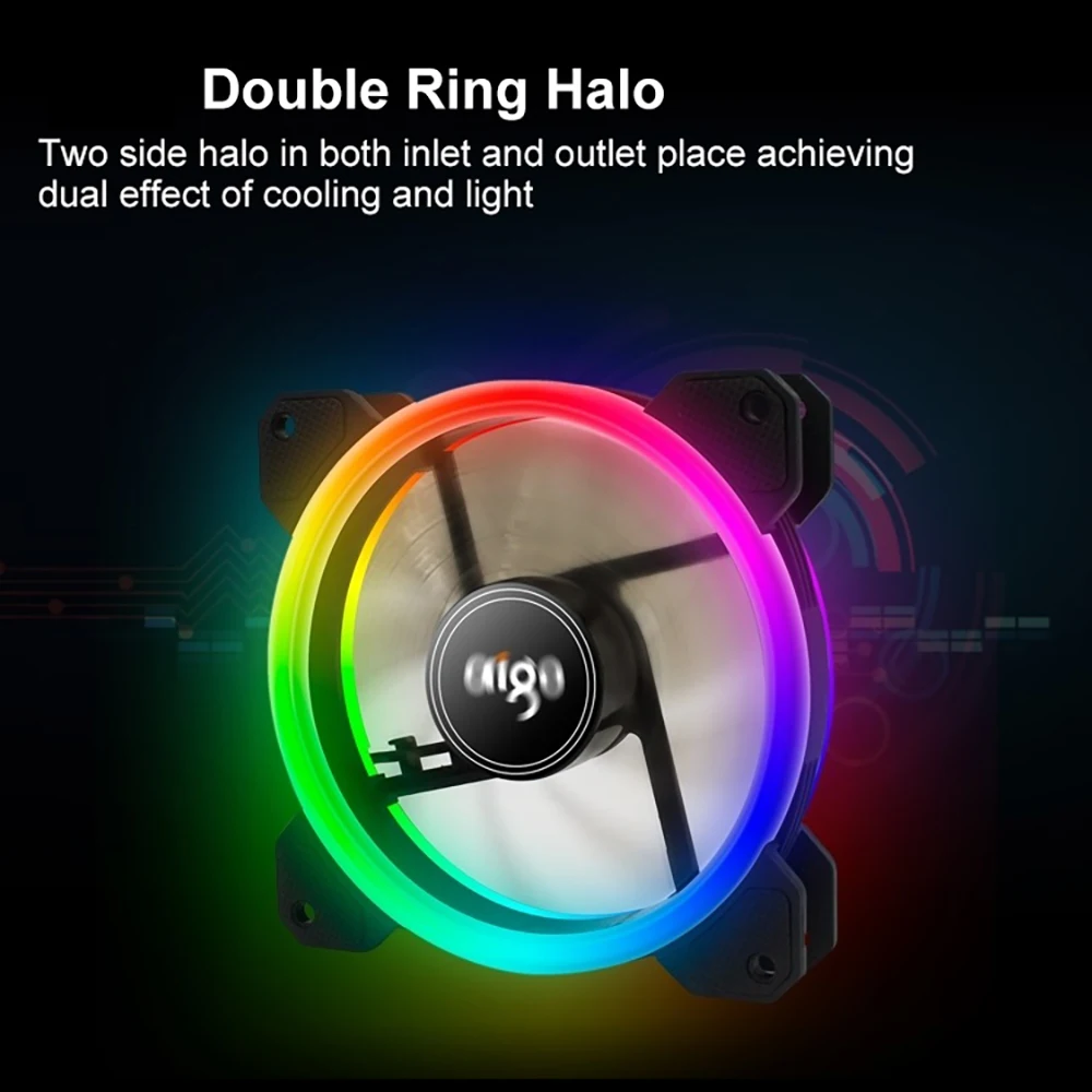 Aigo DR12 3 упак. Кулер для процессора RGB 120 мм куллер с IR пультом корпуса Вентилятор