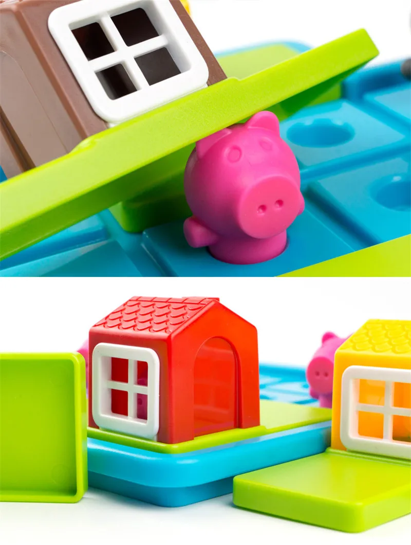 Jogos de Tabuleiro Desafio com Solução de Jogos Brinquedos de Treinamento para Crianças Criança Hide & Seek Inteligente Três Porquinhos 48 iq Oyuncak 17 Cheap Quebra-cab.