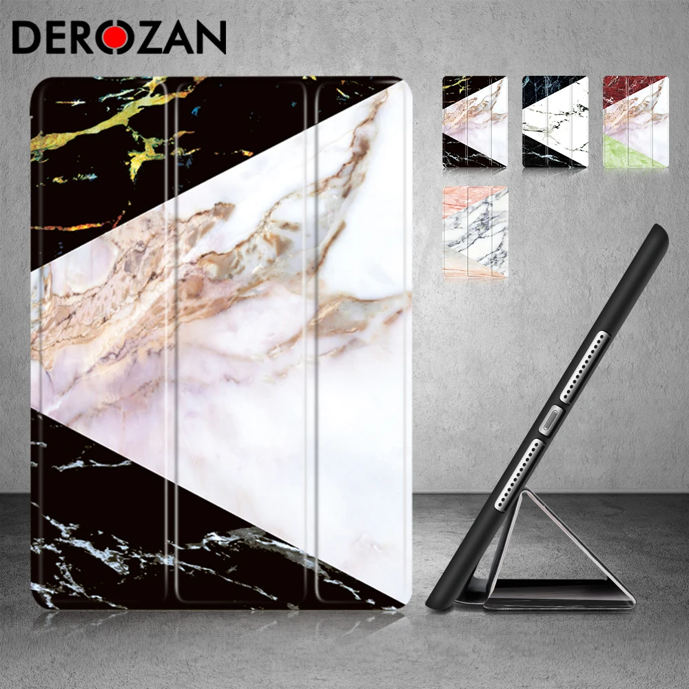 

Derozan Auto Sleep Wake Up Case For 9.7 2018 Pro 10.5 Air 2019 10.5 Mini 1 2 3 4 2017 Cases Marble Flip Bumper Cover Fundas