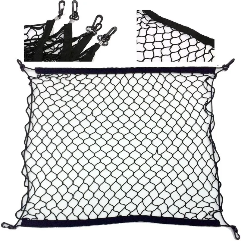 

Auto 70 X 70cm Universal Car Trunk Luggage Storage Cargo Organiser Nylon Elastic Mesh Net With 4 Plastic Hooks