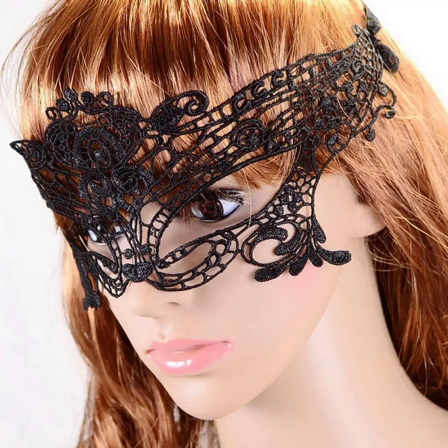 Sexy Lady Black Lace Mask hollow out Catwoman Batman veil Halloween