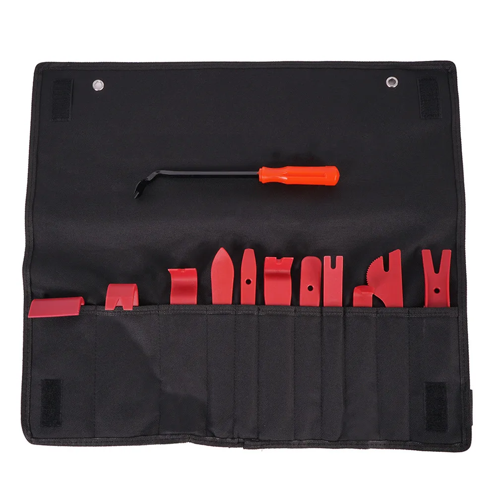 14pcs/set Car Audio Removal Modification Tool Interior CD Panel Key Removal Screwdriver Red Portable Easy Use