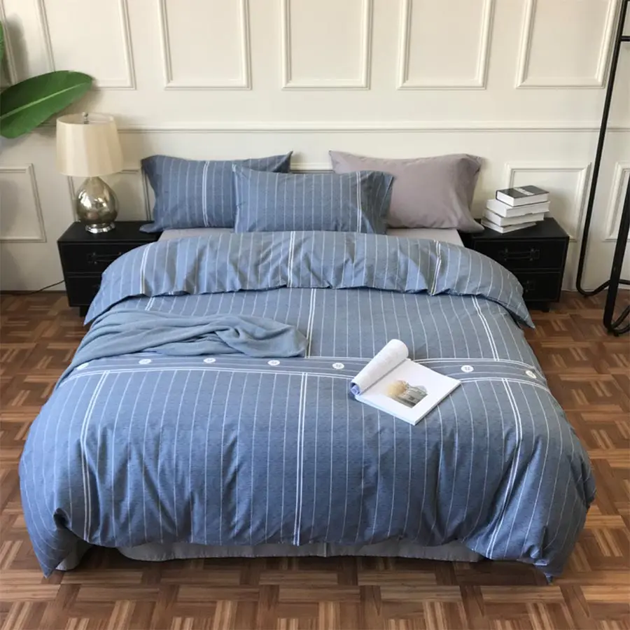 

Modern blue geometric bedding set teen,twin full queen king cotton fashion double home textile bed sheet pillow case quilt cover