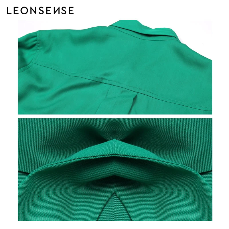 LEONSENSE 2018 Новая Элегантная рубашка с галстуком бабочкой Женская винтажная зеленая