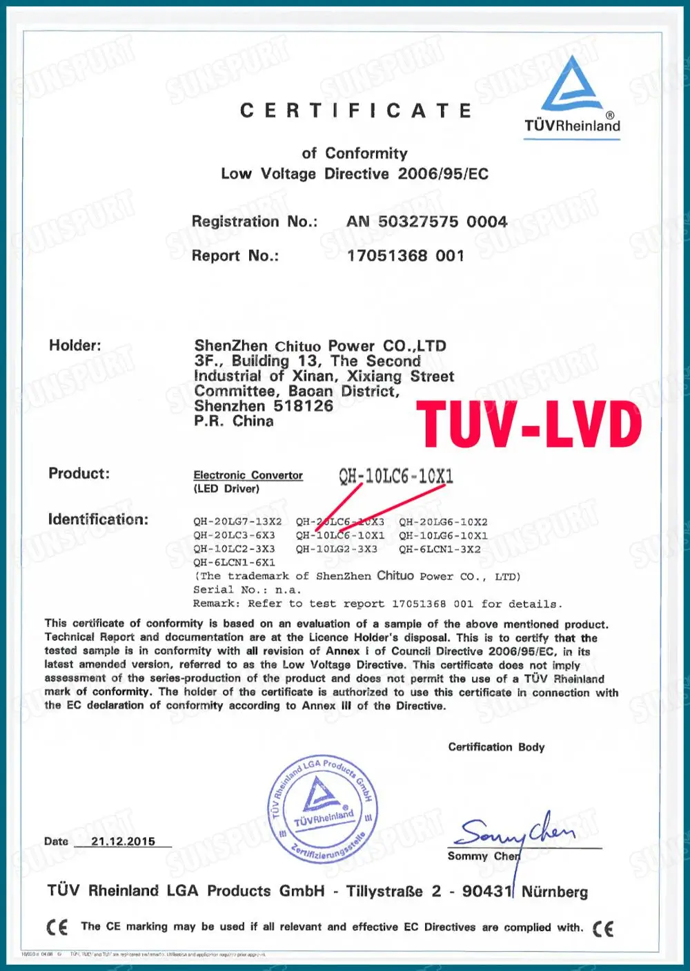 lc6w 10w 20w TUV-LVD Cert01