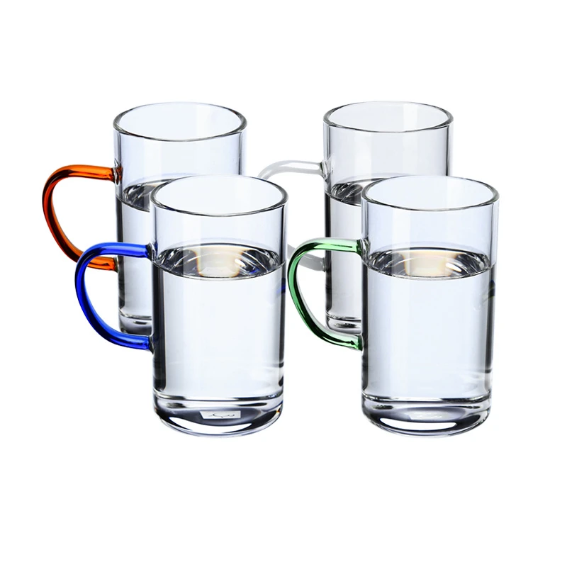 190ml 4pcs Handmade Glass Mugs Heat Resistant Glass Cups with Handle