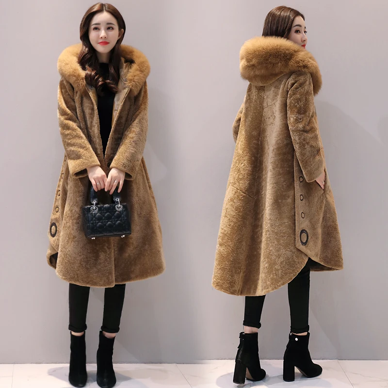 

Plus Size New Women Winter Coat Long Hoodies Jacket Thick Costume Women Jackets Lambswool Coats Loose Clothes High Quality JL46