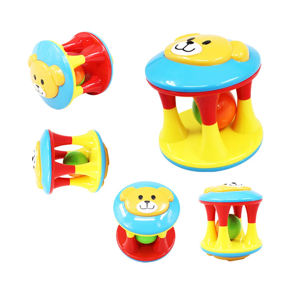 Baby Infant Plastic Ball Rattles Rolling Rattles Shaker Grab Developmental Baby Toy - Pack of 3