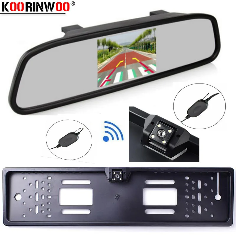 

Koorinwoo EU License Plate 4.3 Inch Auto Parking System HD Car Rearview Mirror Monitor for Car rear view camera Reversing Radars