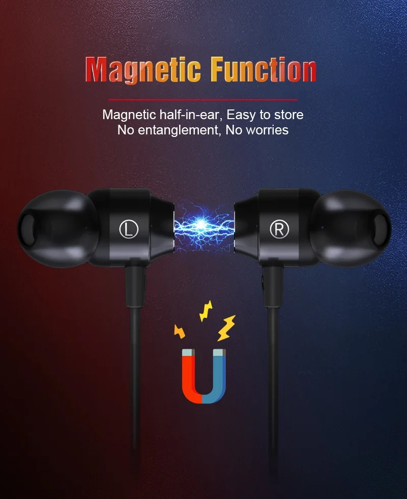 Hisomone Magnetic Wired Earbuds Headphones 3.5MM Metal In-Ear Headset HIFI Sport Earphones With Mic Stereo For iPhone Xiaomi