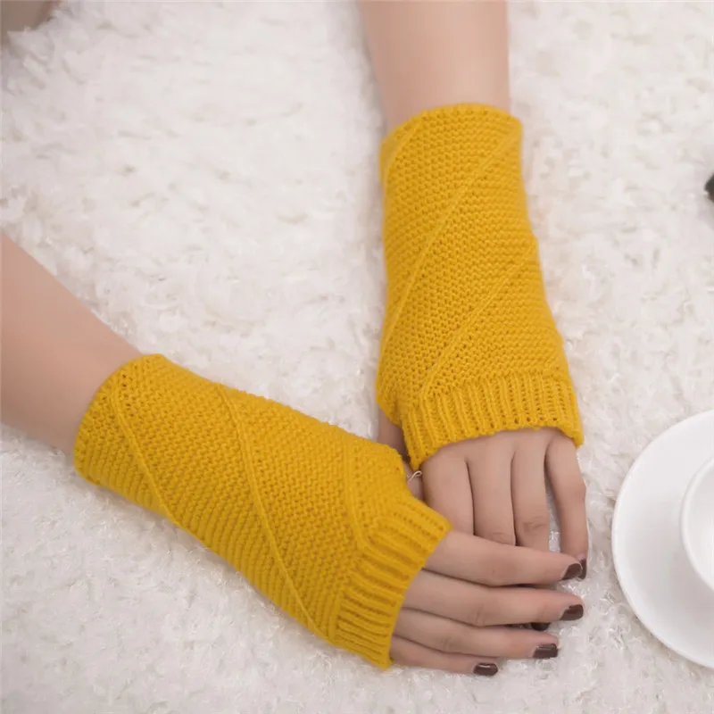  Women Girl Knitted Arm Fingerless Warm Winter Gloves Soft Warm Mitten Hand Gloves guantes eldiven handschoenen 40FE1405