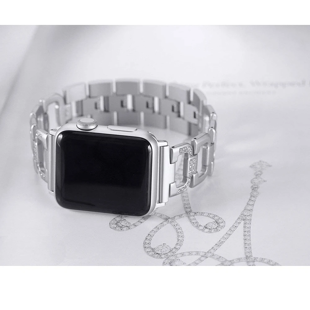 Стальной Алмаз ремешок для apple watch серии 4 5 44 мм 42 мм популярный браслет ремешок для iwatch 1/2/3 40 мм, 38 мм, аксессуары