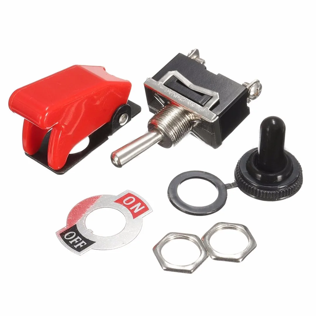 Black Heavy Duty ON/OFF SPST Toggle Switch Flick & Cover & Waterproof Boot Mayitr Electric Switches
