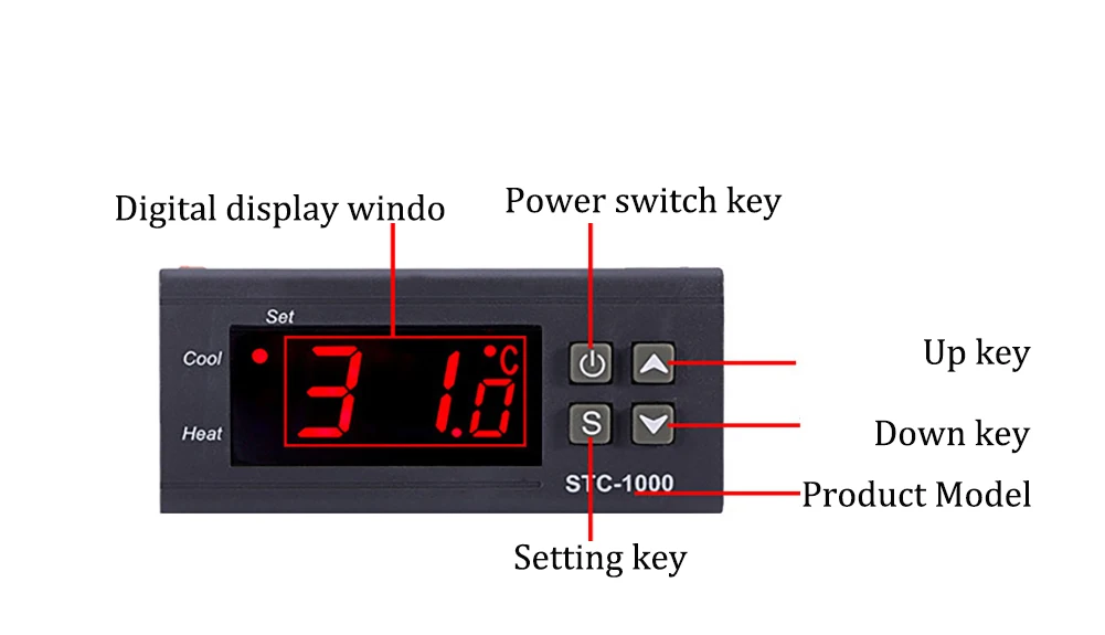 Светодиодный терморегулятор 12 В 24 в 110-220 В, светодиодный цифровой STC-1000, терморегулятор, термостат, нагреватель и управление кулером
