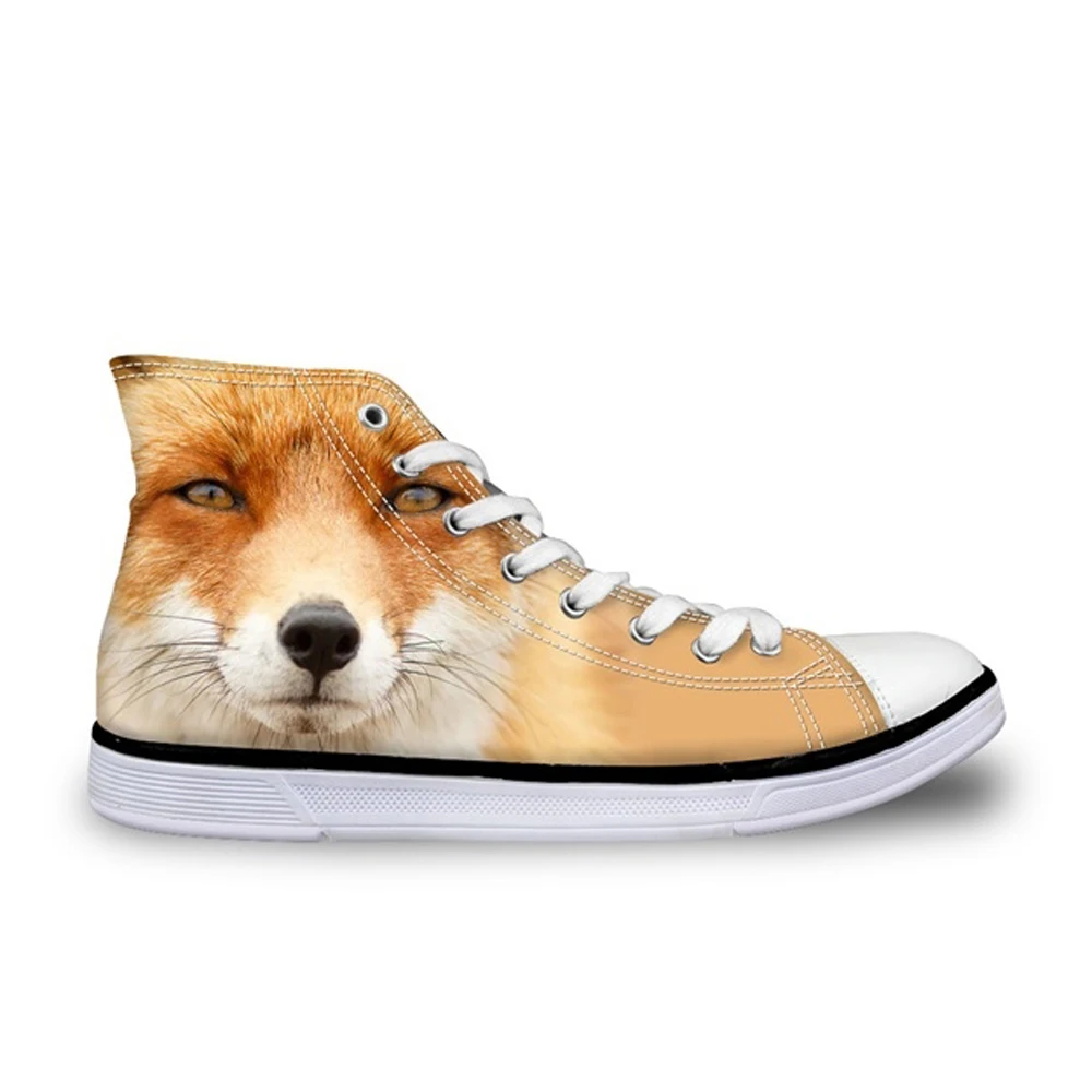 

Customized Cool 3D Animal Fox Pattern Flats Vulcanize Shoes for Teen Girls Autumn Casual High Top Women Sneakers Canvas Woman