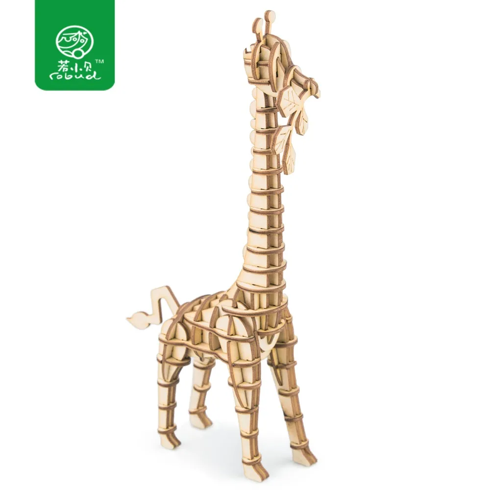 

Robud Assembly 3D Puzzle DIY Wooden Puzzle 91 pcs Animal Model Kits Action Finger Educational Toys for Children Giraffe TG206