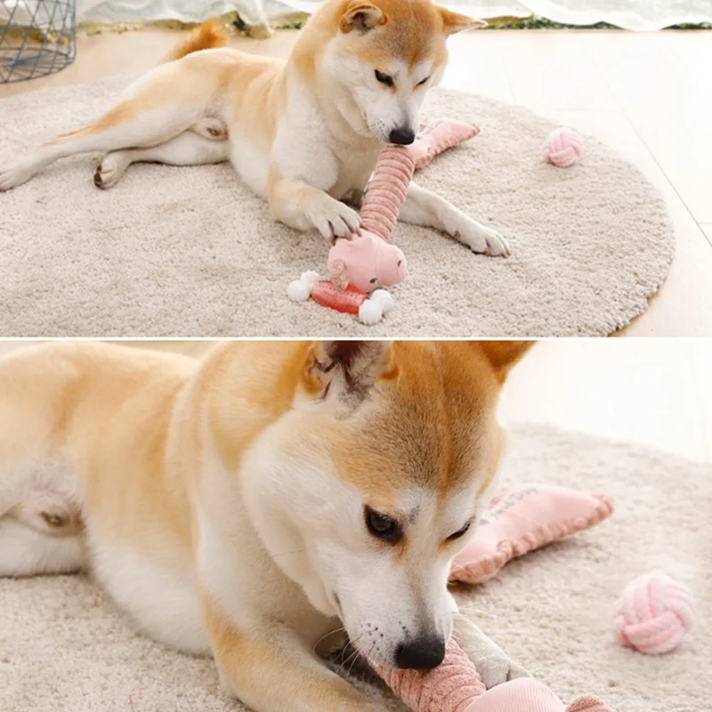 

4 Pcs/lot Pet Dog Plush Chew Toys Set Cute Bite Resistant Chew Squeaky Toy Teeth Cleaning And Pressure Relief