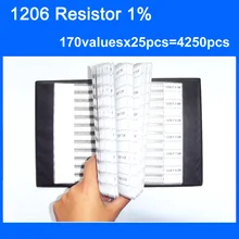 Freies verschiffen 1206 SMD Widerstand Musterbuch 1% Toleranz 170valuesx25pcs = 4250 stücke Widerstand Kit 0R ~ 10 Mt(China)