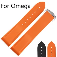 Luxury Band,18MM 20MM 22MM Natural Rubber Watch Strap With Butterfly Buckle,Waterproof Watchband For Omeg a With Original Logo