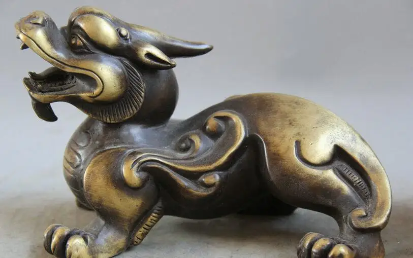 

Details about 8" Chinese Feng Shui Bronze Pi Xiu Dragon Beast Unicorn Animal Statue Sculpture