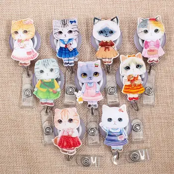 

Cartoon Cute Colors Cat Retractable Creative Badge Reel Student Nurse Girls Exhibition Enfermera Name Card Chest Boy Card Holder