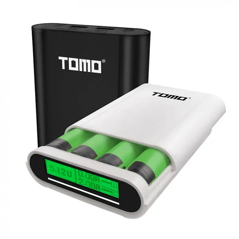 TOMO Dual USB Li-Ion интеллектуальное зарядное устройство портативный lcd умный DIY банк питания для мобильного телефона чехол поддержка 4x18650 батареи