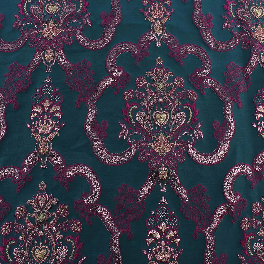 Polyester Metallic Yarn Brocade Jacquard Garment Thick Upholstery Fabric By Yard