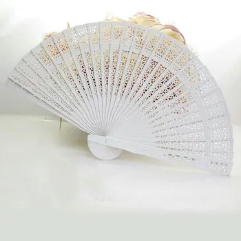 

50pcs Sandalwood White Wedding Fan Favors Folding Hand Fan