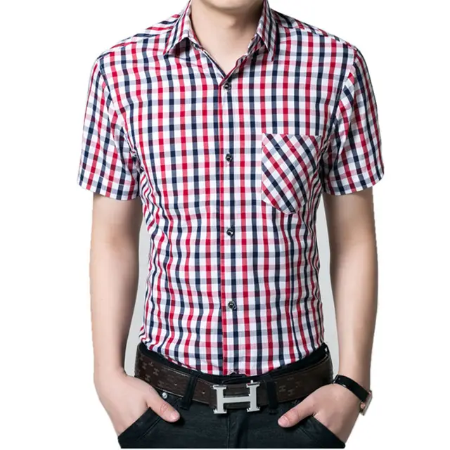 Red And Black Plaid Shirt Men Shirts 2018 Summer Chemise Homme Mens ...