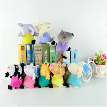 

Original 19cm 8pcs/set Peppa Pig George Animal Stuffed Plush Toys Cartoon Friend Pig Party Doll For Girl Children Birthday Gift