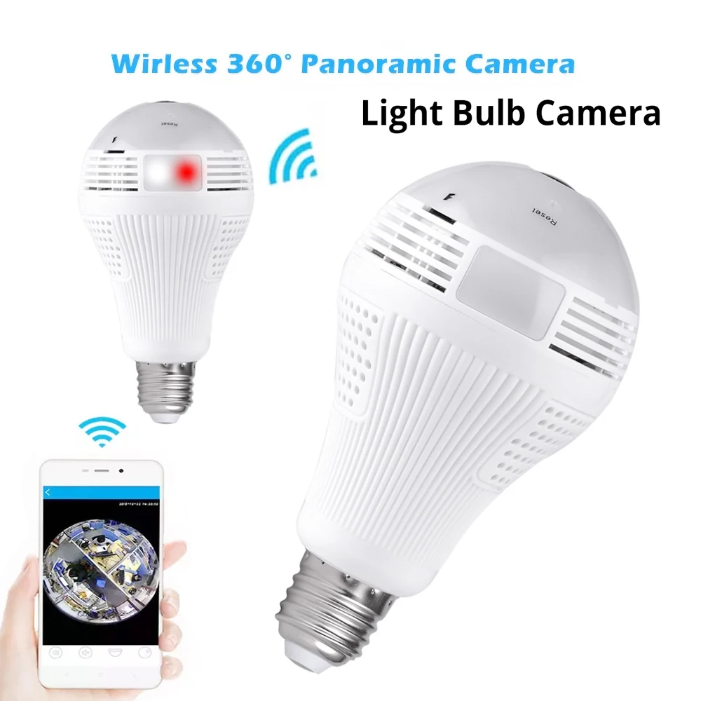 

Mini Wifi IP Camera Wireless Panoramic Home Security CCTV Fisheye Bulb Lamp Light 360 Degree Cameras