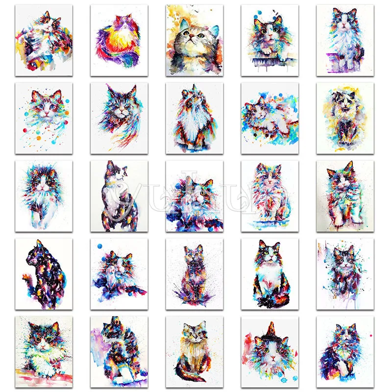 5D алмазная вышивка "сделай сам" с мультяшным котом, полная квадратная Алмазная мозаика с цветным животным, полная круглая Алмазная картина, вышивка крестиком, котенок