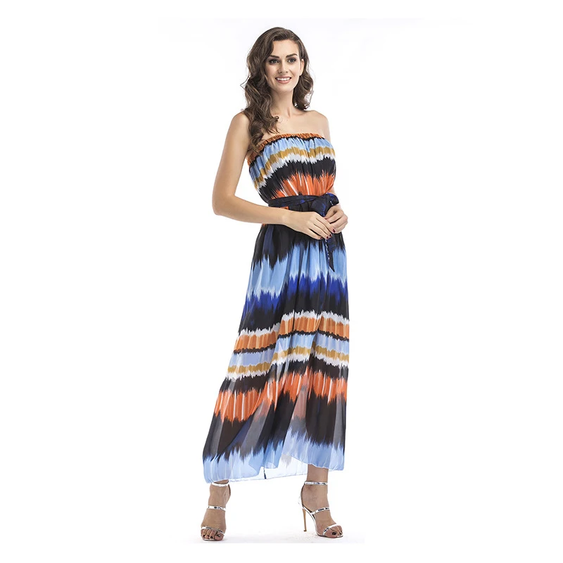 

Summer Strapless Sleeveless Beach Dresses Large Size Dresses Colorful Print Dress Women's Sundress Female Vestidos Boho 5xl 6xl