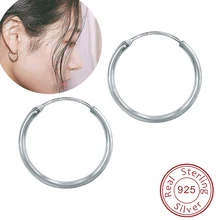 Классические круглые серебряные серьги-кольца, 925 пробы, серебряные круглые серьги для женщин и мужчин, креольские серьги-кольца, ювелирные изделия для пирсинга