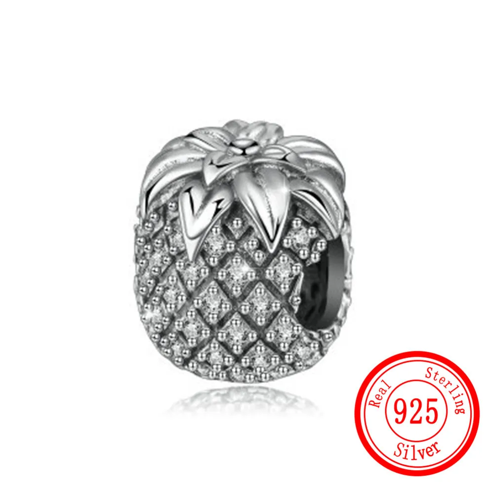 

New S925 Sterling Silver Beads for Jewelry Making Glamour Standard Silver Pineapple Shape DIY Bracelet Make Accessories