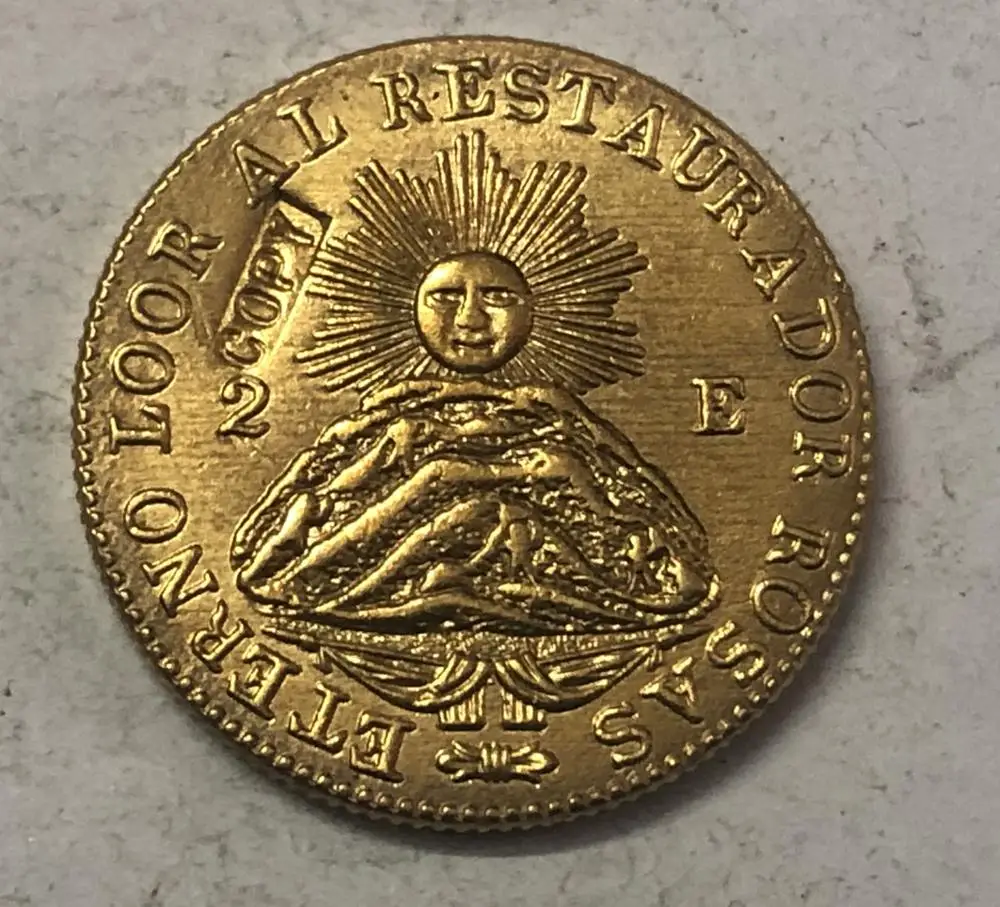 1843 La Rioja 2 Escudos Золотая копия монеты|Безвалютные монеты| |