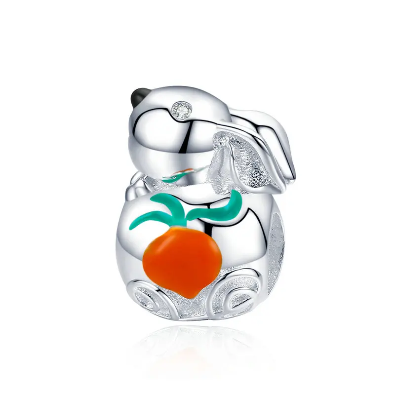 

MOWIMO Hot Sale 925 Sterling Silver Carrot And Rabbit Charm Bead Fit Original Pandora Bracelets & Bangles Silver Jewelry BKC950