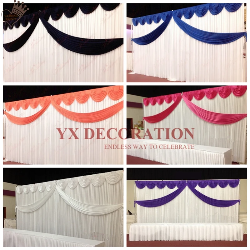 Nice Looking Ice Silk Backdrop Curtain Include Front Swag Valance
