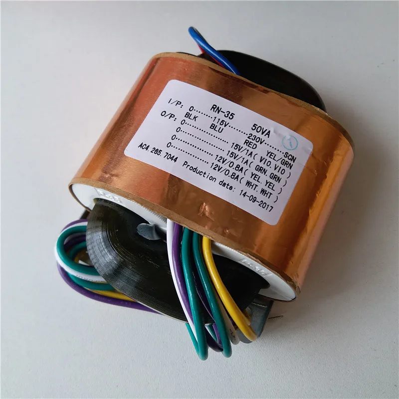 15V 1A 12V 0 8 V R сердечник трансформатор на заказ 115-230V 50VA медный щит выход для