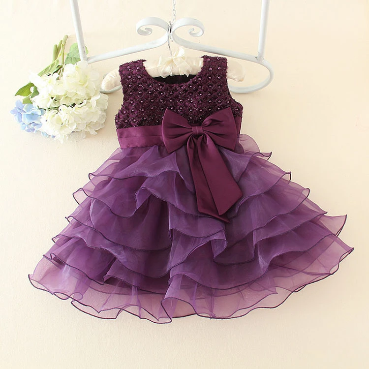 Детское фиолетовое платье для девочек платье без рукавов с цветочным узором и круглым вырезом и бантом для девочек; Vestidos; праздничная одежда для детей; KF154016