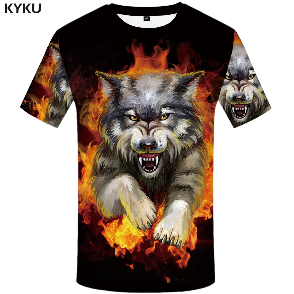 KYKU Wolf T-shirt Men Flame Tshirt Aggressive Anger Shirts 3d T Shirt Hip Hop Tee Animal Mens Clothing 2018 Summer Casual Tops KYKU Wolf T-shirt Men Flame Tshirt Aggressive Anger Shirts 3d T Shirt Hip Hop Tee Animal Mens Clothing 2018 Summer Casual Tops