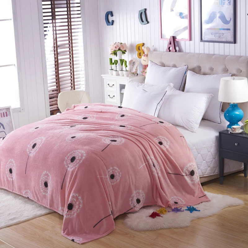 

Comfortable Soft Blanket Pink Dandelion Pattern Thick Flannel Sofa Blanket Bed Sofa / Bed / Sofa / Car Multi-Purpose