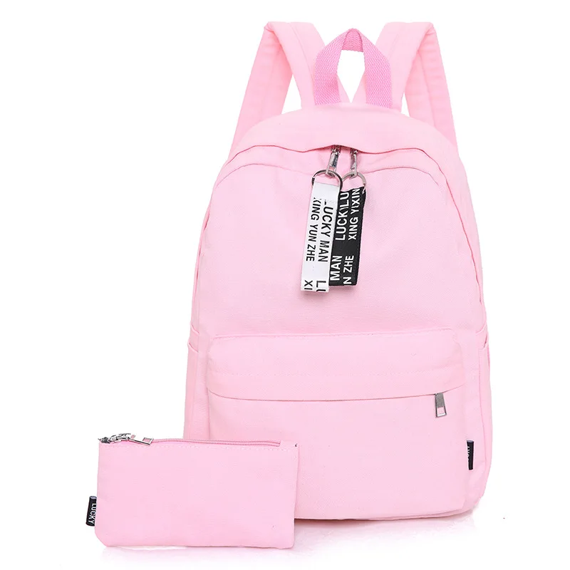 Подростковый холщовый рюкзак школьный женский черный рюкзак повседневный набор рюкзаков сумки с пенал Y243