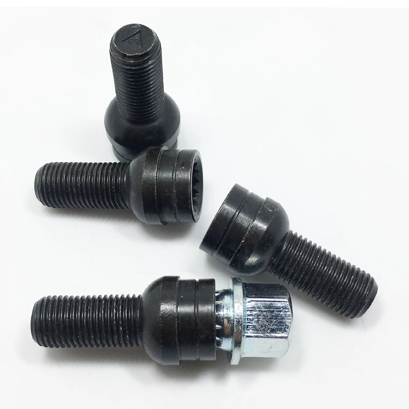 Najtaniej M14 * 1.5MM czarna stal śruba koła i blokady nakrętka zestaw z kluczem do golf jetta bora akcesoria samochodowe