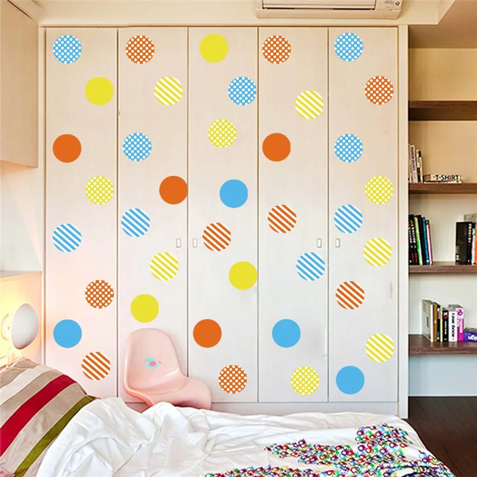 Watercolor Dots Windows Wall Sticker Polka Mixed Colorful Multiple Patterned Decals Home Decoration For Kids Room Christmas Gift