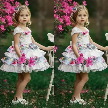 

Summer Newest Sweet Princess Baby Girls Sleeveless Floral Sundress Summer Baby Girls Stylish Holiday Party Gown Cotton Dresses