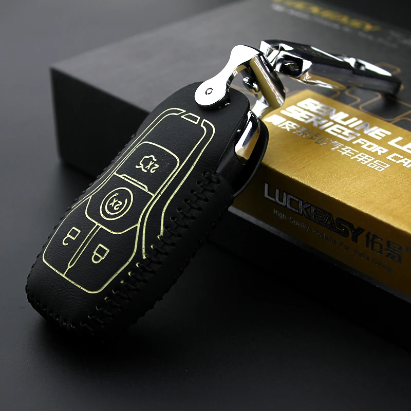 

luckeasy for ford F150 2016 mustang 2015 2017 lincoln MKC MKZ 2016 2014 MKX 2015 leather car key case key2s