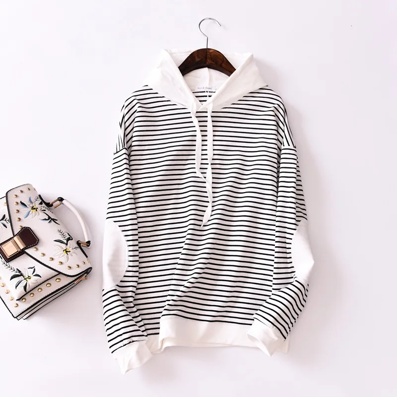 

2019 women's hooded striped hoodie off white style clothes