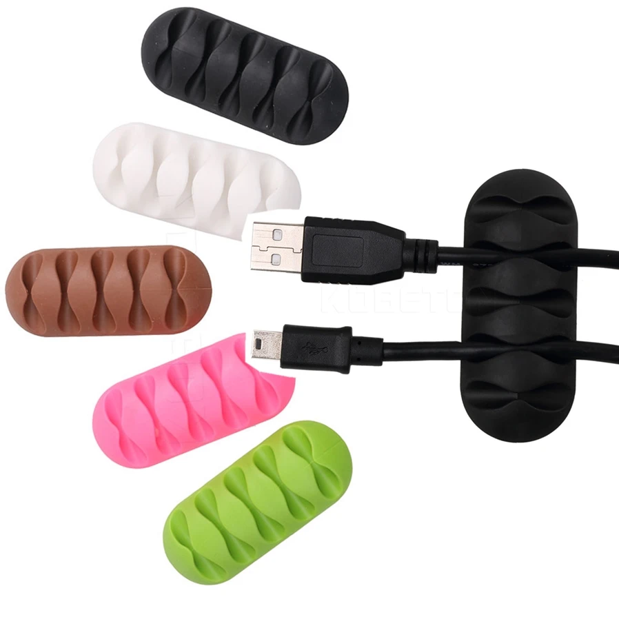 

caldecott 10pcs Winder Earphone Cable Organizer Wire Storage Silicon CC-947 Charger Desktop Cable Holder Clips for,Earphone
