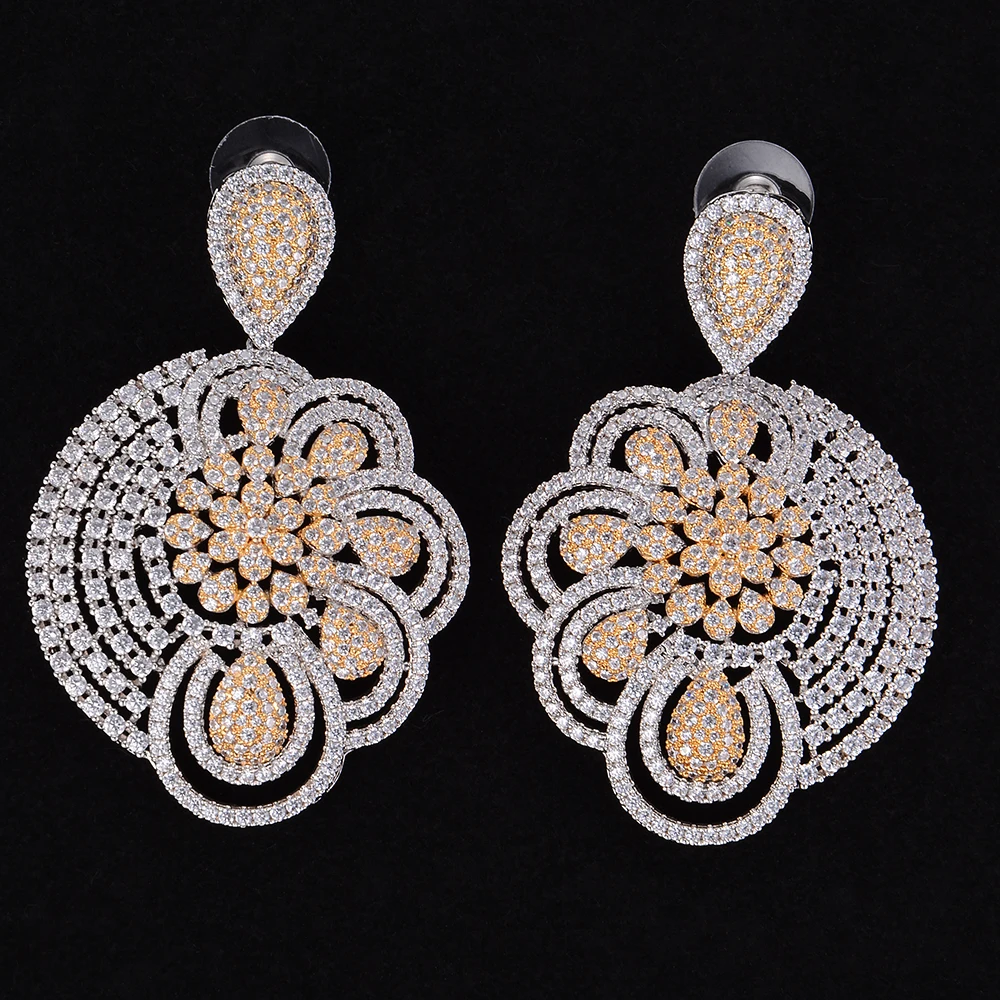 

missvikki 2019 new earrings fashion temperament petal earrings personality earrings female Luxury Handmade Full Hot Noble CZ